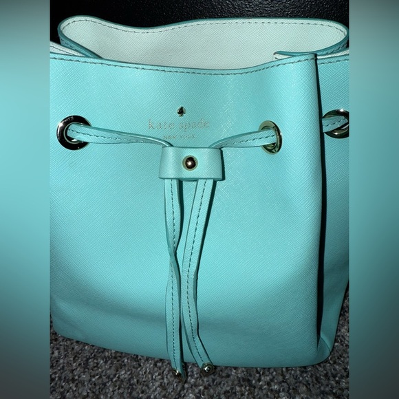 Kate spade teal drawstring crossbody bucket bag - Picture 4 of 11